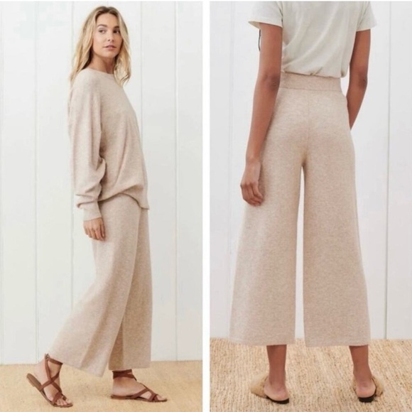 Jenni Kayne Pants - Jenni Kayne Marina Culottes Oatmeal Wide Leg Cozy Soft Merino Wool. Cashmere